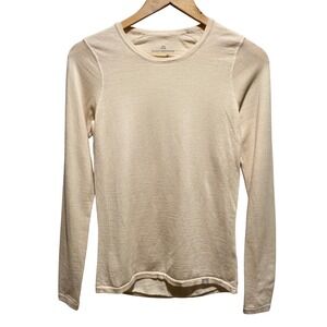 Danish Endurance Merino Wool Base Layer Top Womens S Cream Long Sleeve Hiking